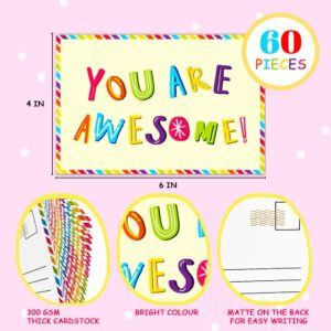 KiDEPOCH 60 Pack You Are Awesome Postcards 4” x 6” Kudos Appreciation You Are Awesome Note Cards for Kids and Adults Colorful Appreciation Thank You Cards You Are Awesome Greeting Cards