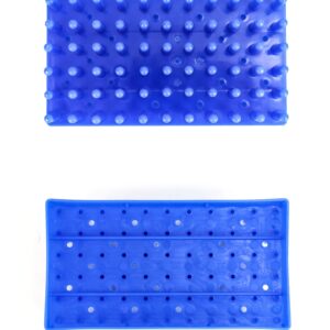 QWORK Test Tube Rack, Plastic Spike Drying Rack Holds, 2 Pack, 66-Position, for 12-16 mm Tubes, Blue