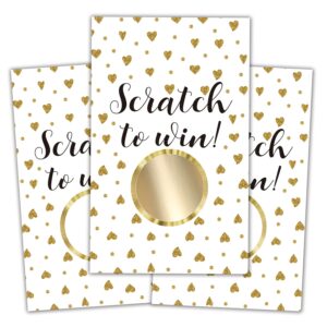 50 golden heart blank gift certificate scratch off cards vouchers for birthday, small business, restaurant, spa beauty makeup hair salon, wedding bridal, baby shower, holiday, christmas favors games.