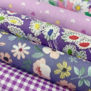 aufodata 8 Pieces 19.6" x 19.6" (50cm x 50cm) Cotton Fabric Squares Quilting Patchwork Floral Pattern Precut Fabric for DIY Quilting Sewing Crafting Artcraft (Purple)