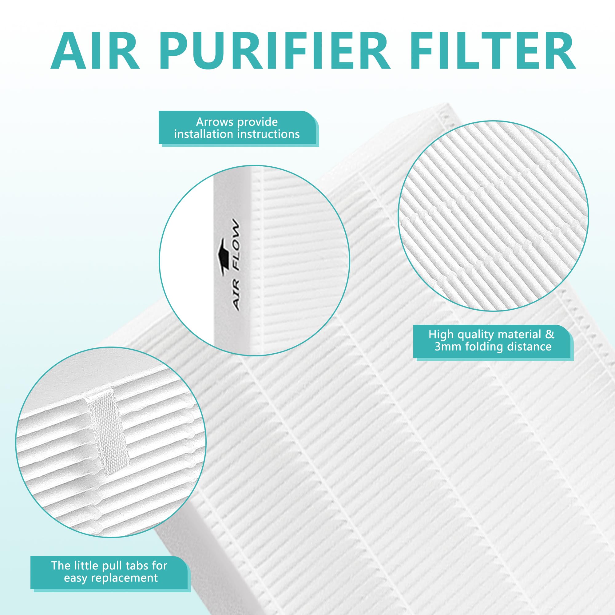 HPA300 Filter Replacement Compatible for Honey-well HPA200,HPA100 Series Filter,3 Pakcs R Filters Replacement by MIFLUS