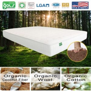 NATURAL LIFE PALMPRING Cambay Twin Mattress - Organic Coconut Coir 8” Extra Firm 1 Layer Comfortable Sleep Bed Dust Free