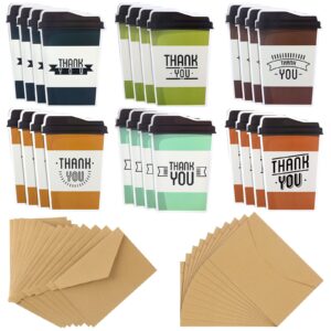 geyee 24 pack coffee gift card holders with envelopes bulk thanks a latte coffee gift card holders appreciation gift card set coffee themed greeting cards for office business supplies favors