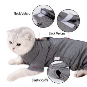 Cat Surgical Recovery Suit Professional for Male Female Dog Abdominal Wounds Cone E-Collar Alternative, Anti-Licking Or Skin Diseases Pet Surgical Recovery Pajama Suit, Soft Fabric Onesies for Cats