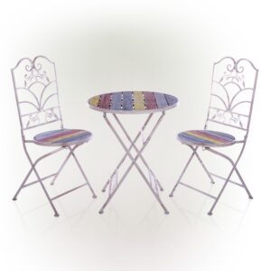 alpine corporation multicolored weathered wood bistro set, 3-piece