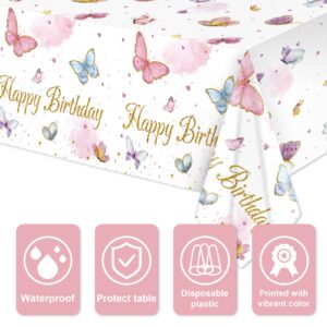 Tiamon 3 Pack Butterfly Tablecloth Birthday Party Decorations Plastic Waterproof Table Covers Rectangular Disposable Decor 108 x 54 Inch for Spring Summer Baby Shower Floral Supplies Favors