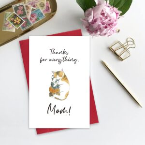 Ulbeelol Thanks for Everything Card for Mom, Happy Mothers Day Card, Cute Cats Birthday Card for Mom