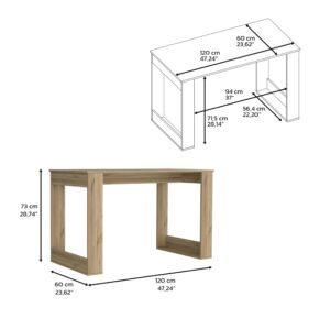 Melb Writing Desk 28.7"H x 47.2"W - Light Oak, Ample Workstation, Sturdy Legs, Compact Design for Home Office