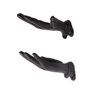 Danya B. "Palms Up Dark Brown Cast Iron Wall Mount Hook Set (Set of 2), Entryway Hooks or Unique Room Décor for Hanging Coats, Purses, Scarves, or Jewelry