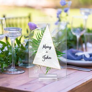 12 Pcs Clear Acrylic Place Cards with 12 Acrylic Holder Wedding Table Numbers with Acrylic Stand ​DIY Table Name Cards Plates for Wedding Reception Banquet Decors(5 x 7 x 0.08 Inch)