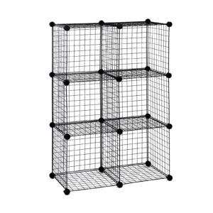 allgonicer 14"x14" wire grid shelf cubes, patented design, sturdy and long last, floor-stand or wall-hang, easy diy assembly (6cubes/23panels, black)