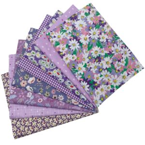 aufodata 8 Pieces 19.6" x 19.6" (50cm x 50cm) Cotton Fabric Squares Quilting Patchwork Floral Pattern Precut Fabric for DIY Quilting Sewing Crafting Artcraft (Purple)