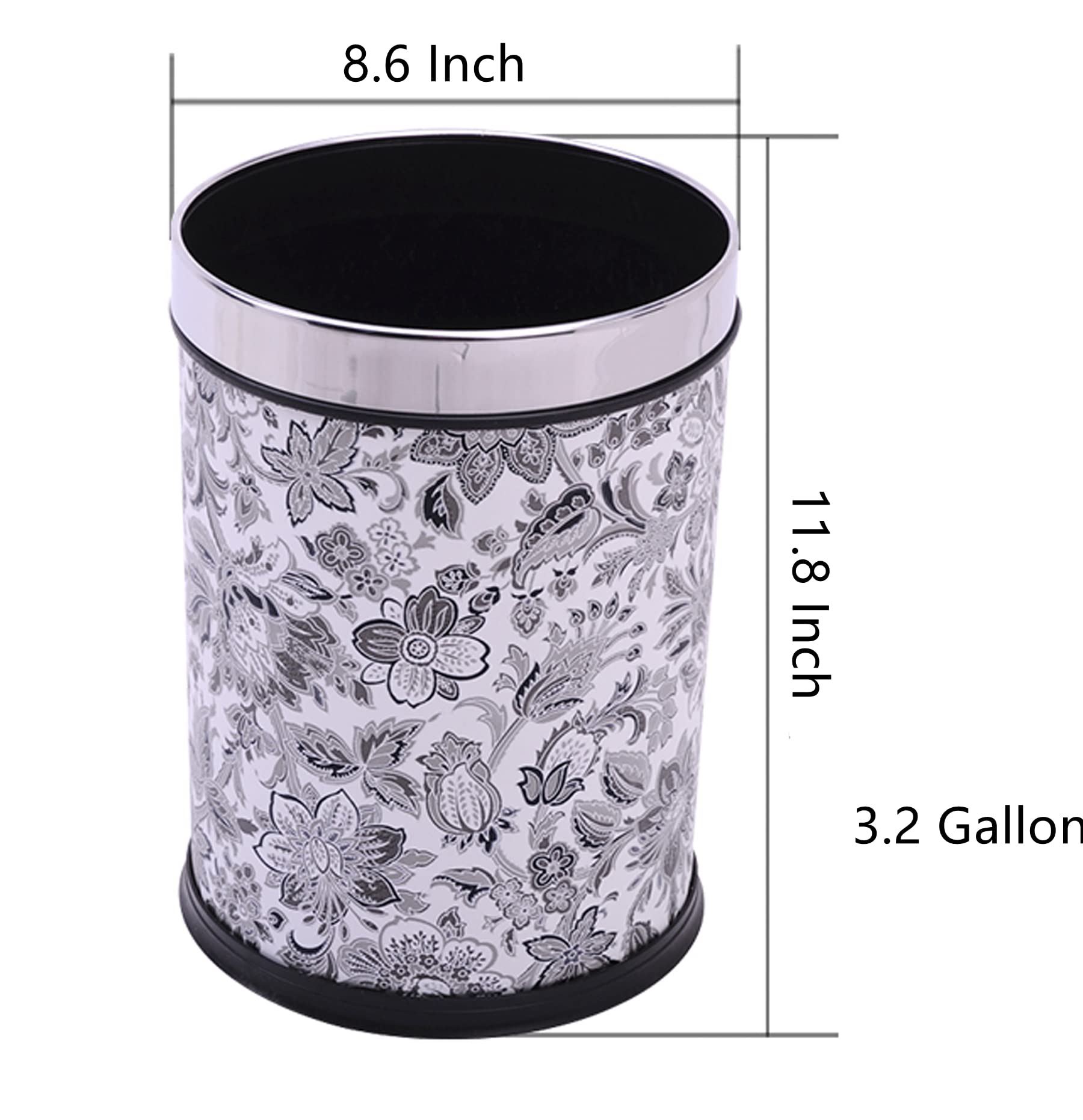 Happiness Decoration Round Garbage Bin Open Top 3.2 Gallon Trash Can for Home, Office, Kitchen, Bathroom,Bedroom, Living Room Wastebasket Waterproof Pu Leather Trash Can Decor (Pattern-D)