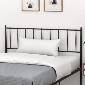 Amyove Queen Size Platform Bed with Metal Headboard, Bed Frame Mattress Foundation with Slat Support and 12.3" Storage Height No Box Spring Needed (Black + Metal, Queen)