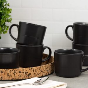 Double Line 3.75"/12 oz Mug, Set of 6, Matte Black