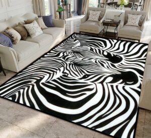 zebra couple black and white animal skin print texture non slip area rug mat pad runner rugs doormat entry rug indoor outdoor living room bedroom modern home decor