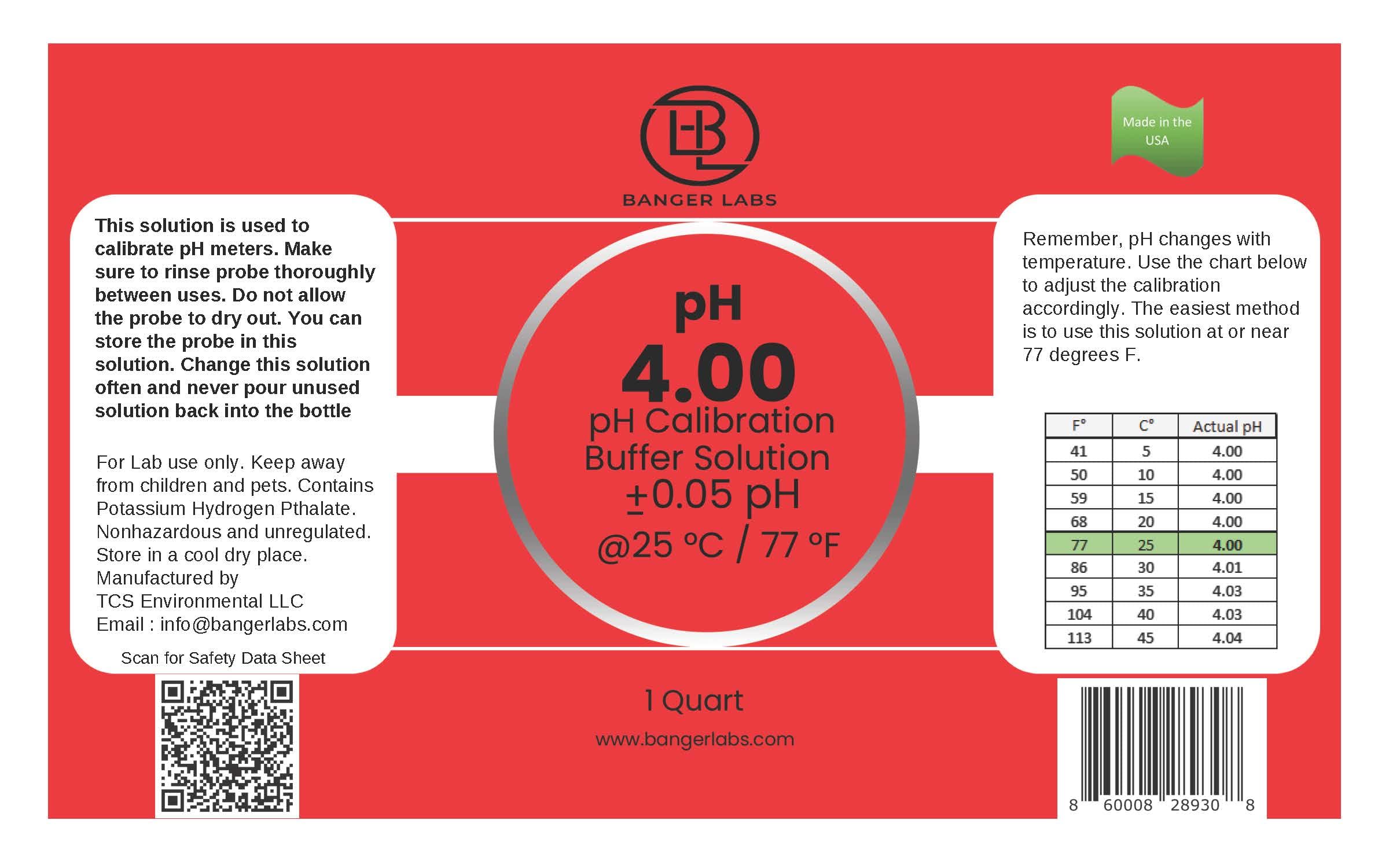 pH 4 Buffer Calibration Solution