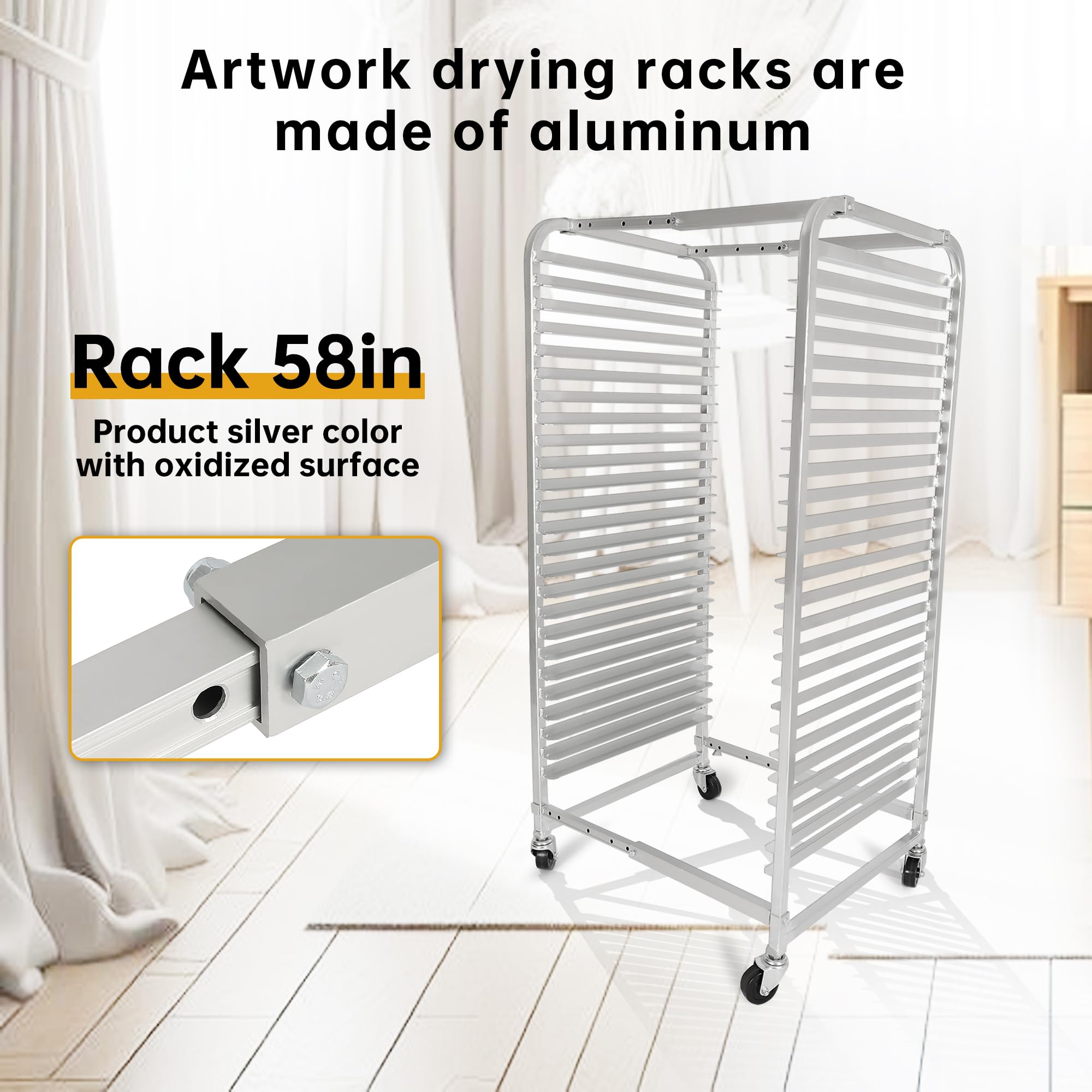 Kojem Adjustable Art Drying Rack, Mobile Paint Drying Rack with 4 Wheels, Efficient and Organized Drying Rack, Stack Rack for Painting and Drawing, Ideal for School and Art Studio