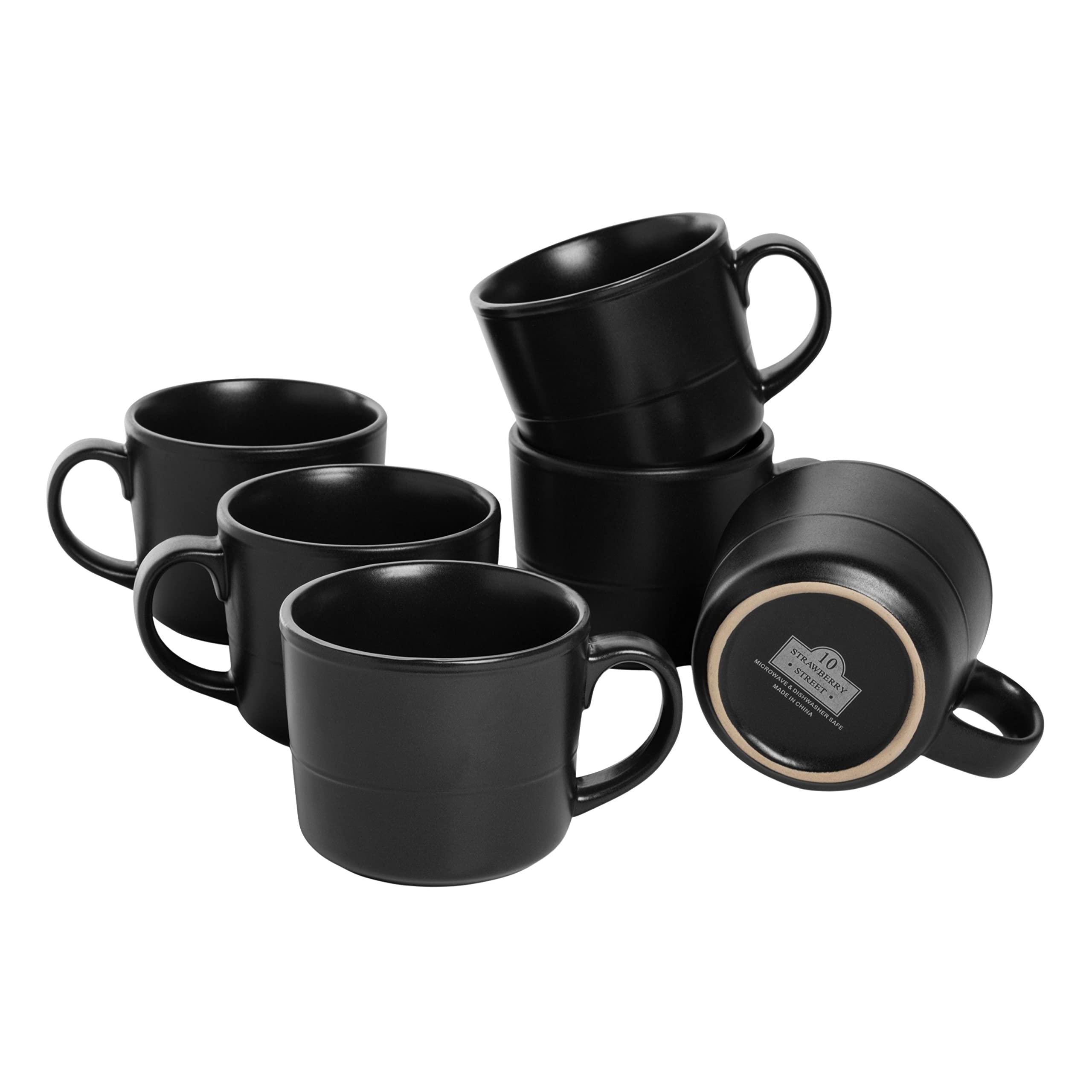 Double Line 3.75"/12 oz Mug, Set of 6, Matte Black