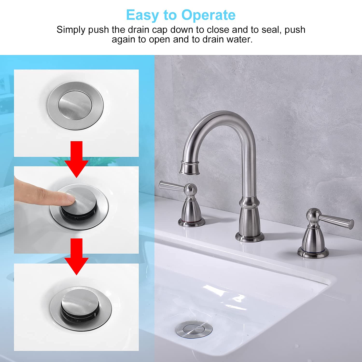 CREA Bar Sink Faucet,Bathroom Faucet with Pop Up Drain Stopper Overflow,Pre Wet Small Kitchen Sink Faucet Single Hole 1 Handle Stainless Steel Brushed Nickel,Bathroom Sink Stopper Hair Catcher