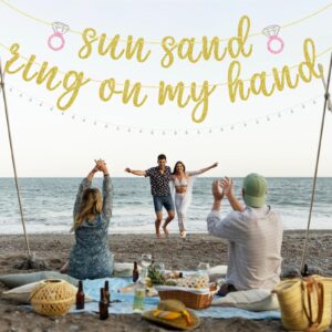 Sun Sand Ring On My Hand, Beach Bachelorette Party Decorations, Engagement Wedding Bridal Shower Garland Bunting Supplies, Pre-Assembled (Gold)