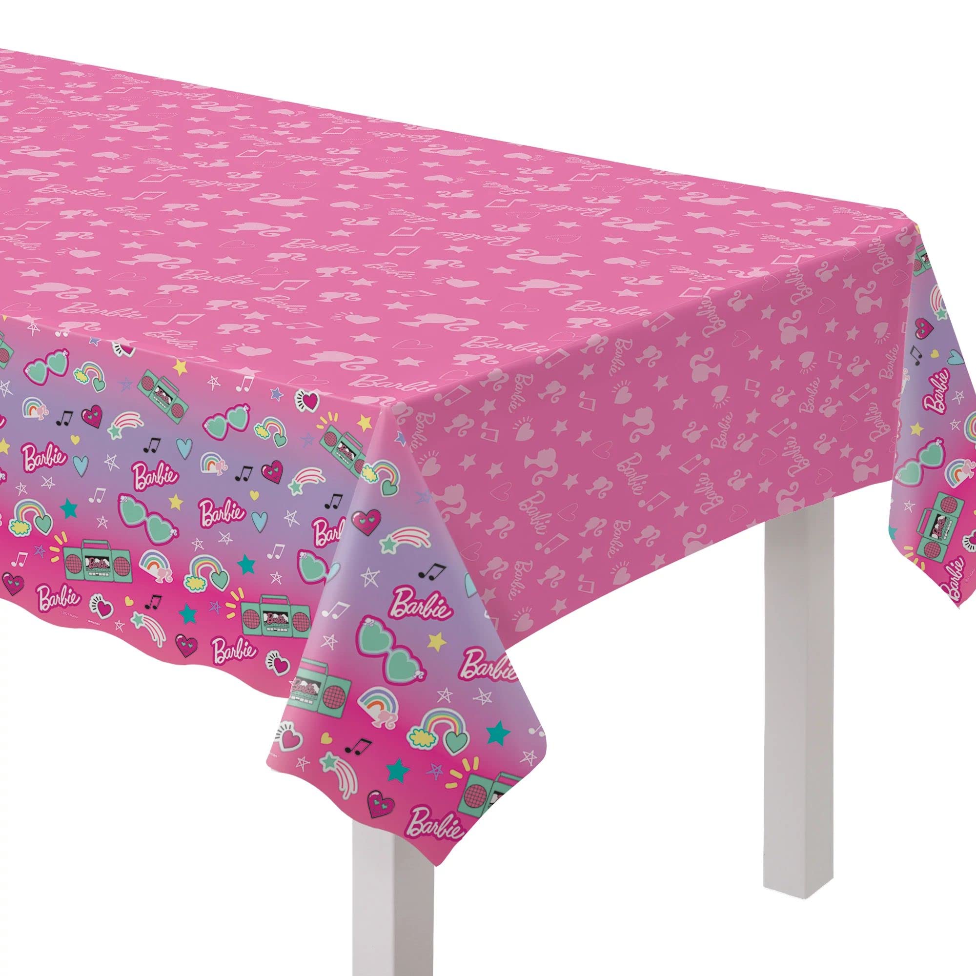 Amscan Barbie Dream Together Vibrant Plastic Table Cover - 54" x 96" (1 Piece) - Versatile, Easy-to-Clean, Perfect for Parties & Themed Occasions