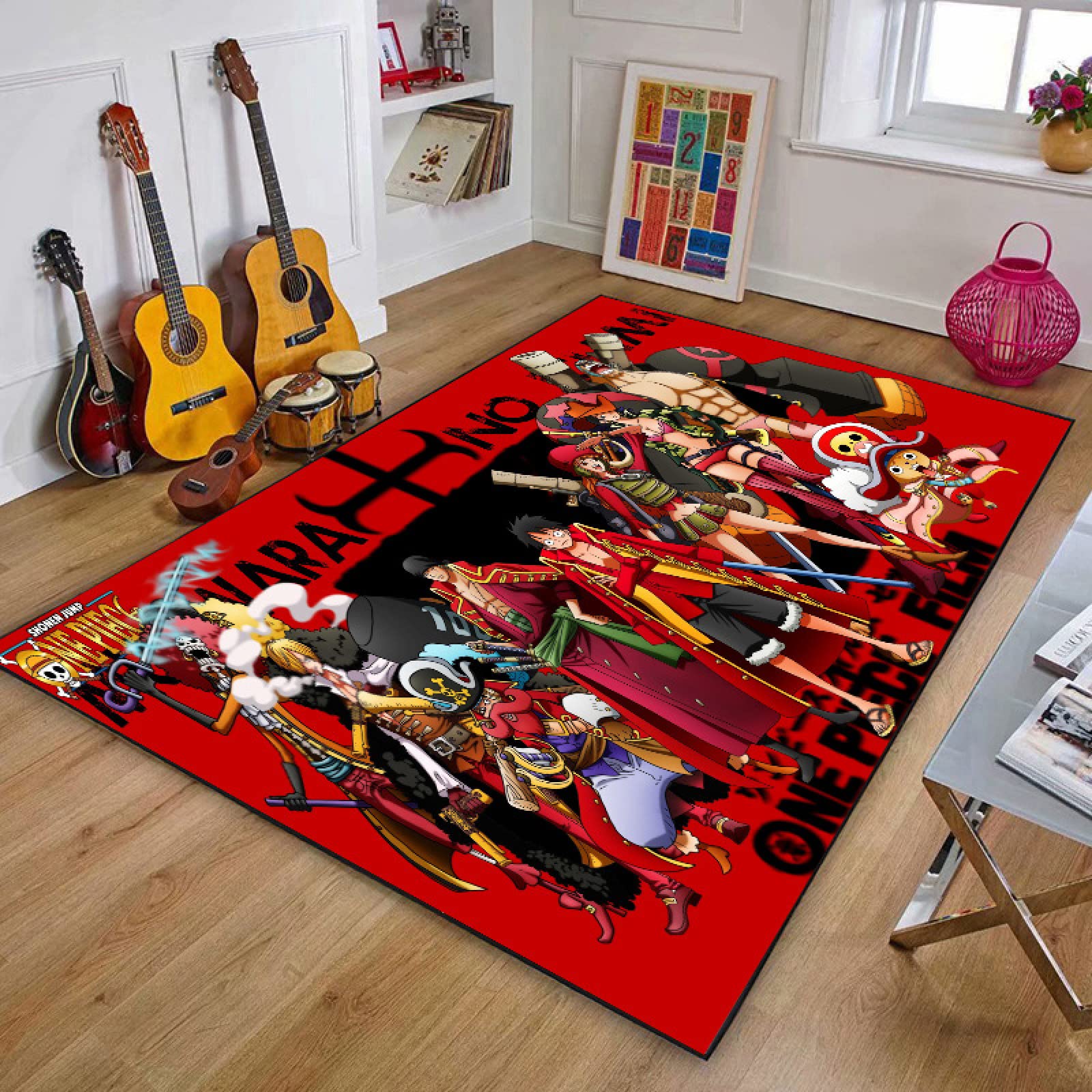 ONE Piece Large Area Rugs,Cute Anime Cartoon Graphic Carpet Living Room Bedroom Sofa Mat,Nonslip Doormat Kitchen Bathroom Bath Mats for Home Decoration,A,80X120cm