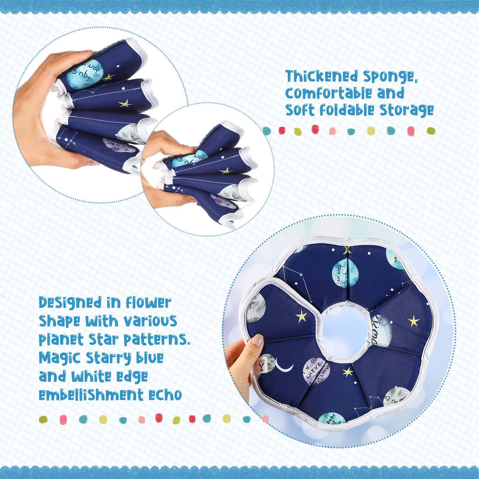 Soft Cat Cone Collar Adjustable Recovery Cat Cone Waterproof Protection Postoperative Kitten Starry Sky Blue Cat Collar Comfortable Protective Pet Collar for Cat Kitten Dogs Rabbits (Small)