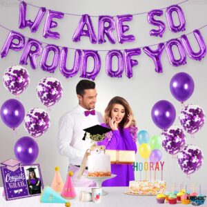 Katchon, We Are So Proud of You Balloons - 16 Inch, Pack of 27 | Congratulations Balloons, Rose Gold Graduation Decorations Class of 2024 | Graduation Foil Balloons, Graduation Balloons Class of 2024