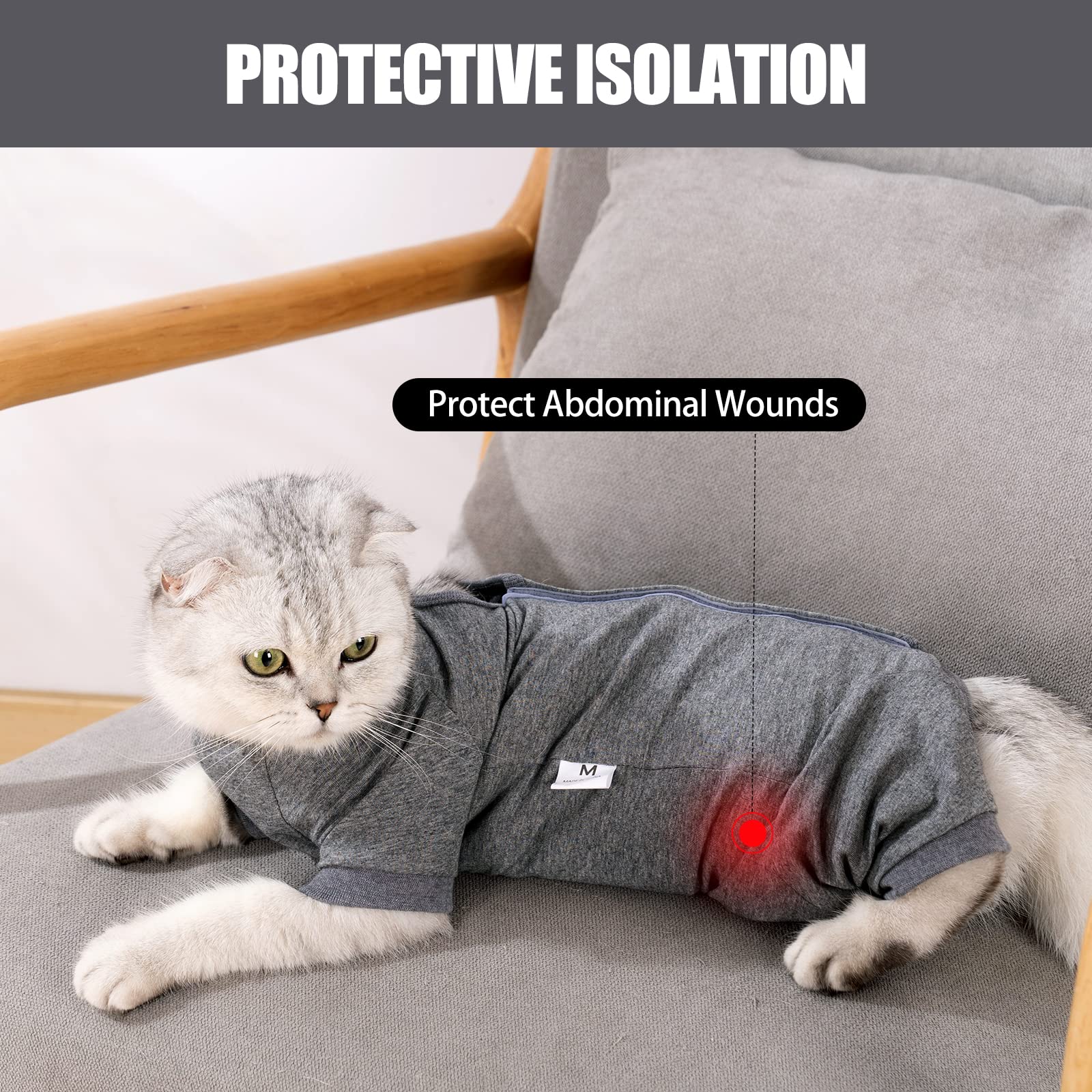 Cat Surgical Recovery Suit Professional for Male Female Dog Abdominal Wounds Cone E-Collar Alternative, Anti-Licking Or Skin Diseases Pet Surgical Recovery Pajama Suit, Soft Fabric Onesies for Cats