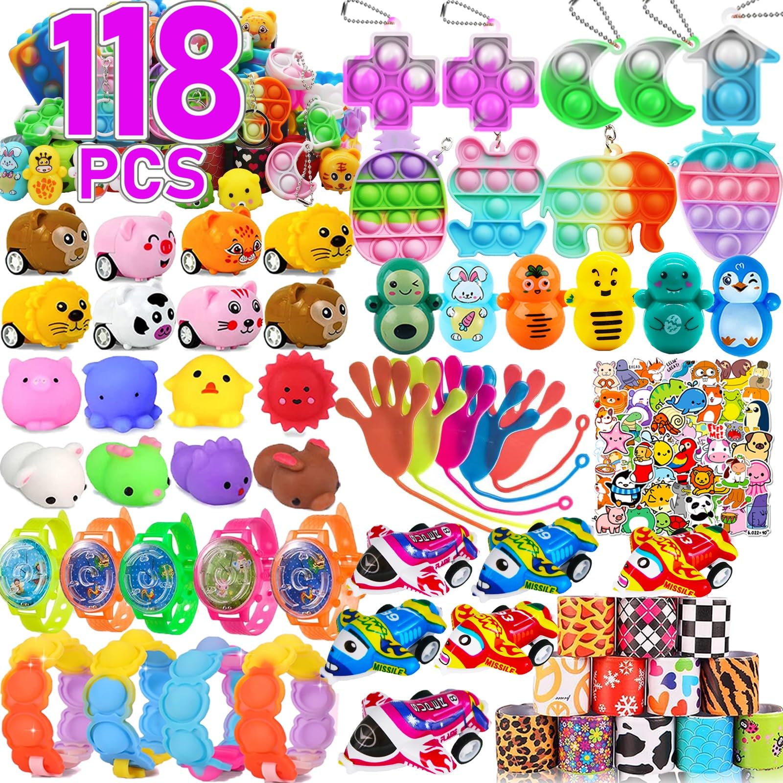 Mctuoba 118 Pack Party Favor for Kids 4-8-12, Treasure Box Toys, School Classroom Prizes, Pinata Stuffers Goodie Bag Fillers, Treasure Chest Carnival Prizes