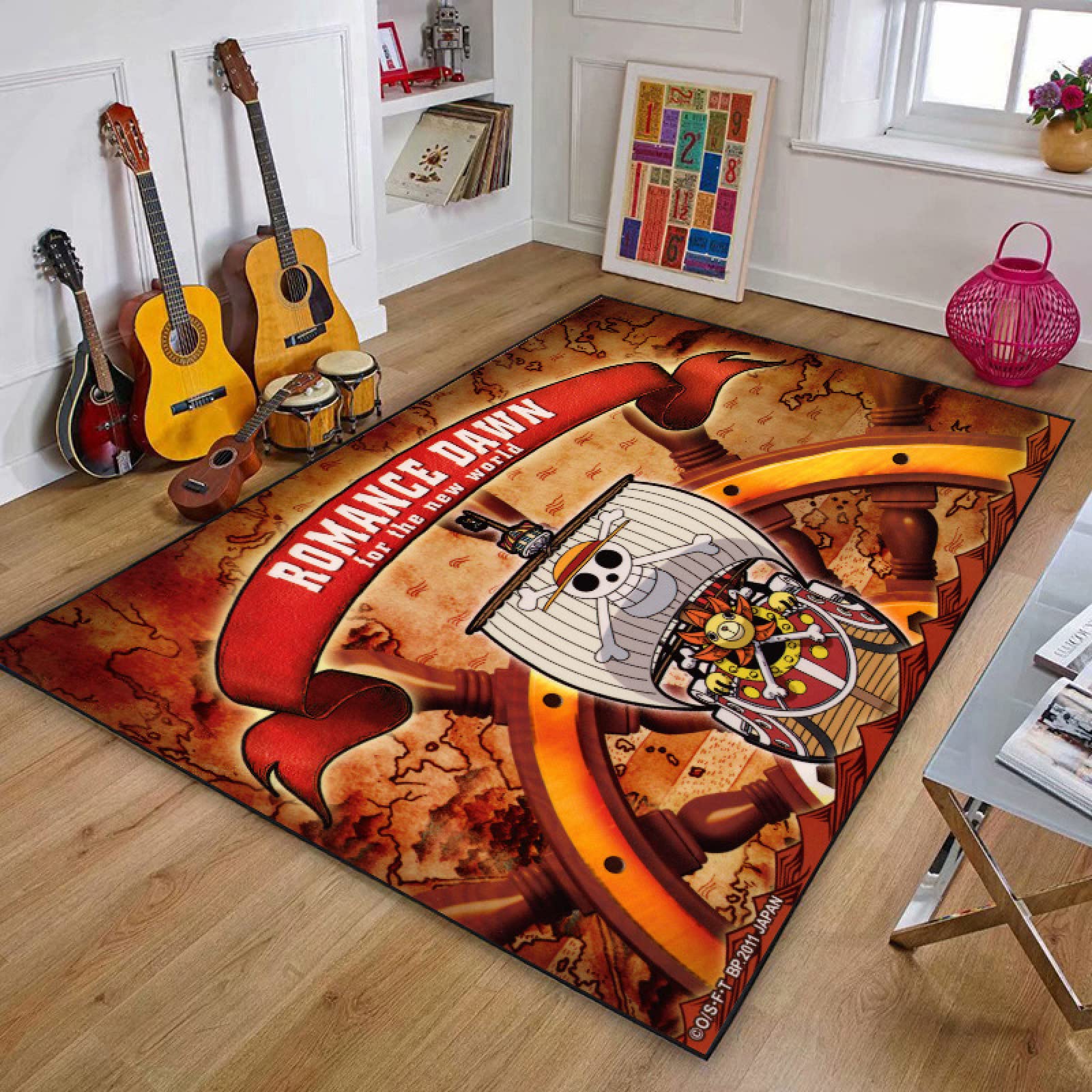 Anime Floor Mat Anti-Slip Area Rug Rectangle Carpet Doormat Welcome Rug One Piece Monkey D. Luffy Hat Pirate Outdoor Indoor Floor Mats Machine Washable Bathroom Mats,A,80X120cm