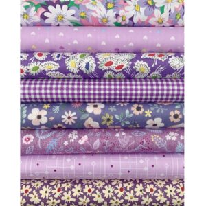 aufodata 8 Pieces 19.6" x 19.6" (50cm x 50cm) Cotton Fabric Squares Quilting Patchwork Floral Pattern Precut Fabric for DIY Quilting Sewing Crafting Artcraft (Purple)