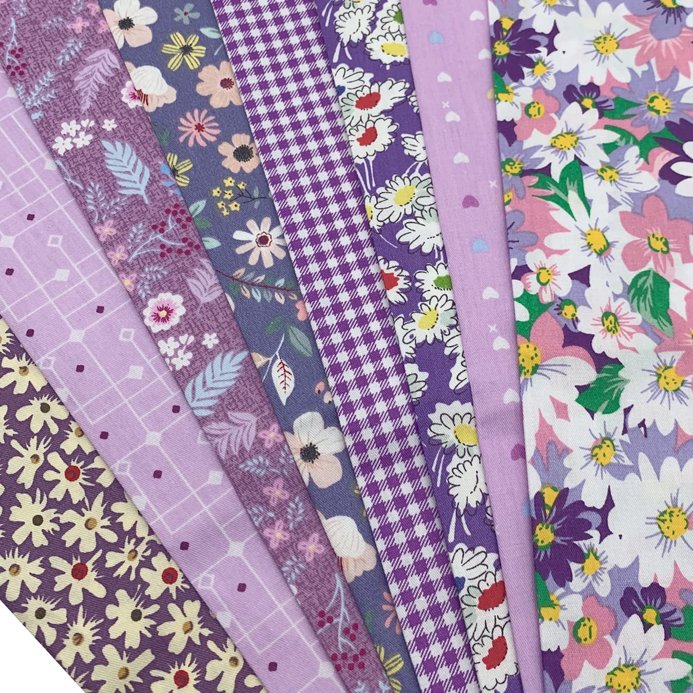 aufodata 8 Pieces 19.6" x 19.6" (50cm x 50cm) Cotton Fabric Squares Quilting Patchwork Floral Pattern Precut Fabric for DIY Quilting Sewing Crafting Artcraft (Purple)