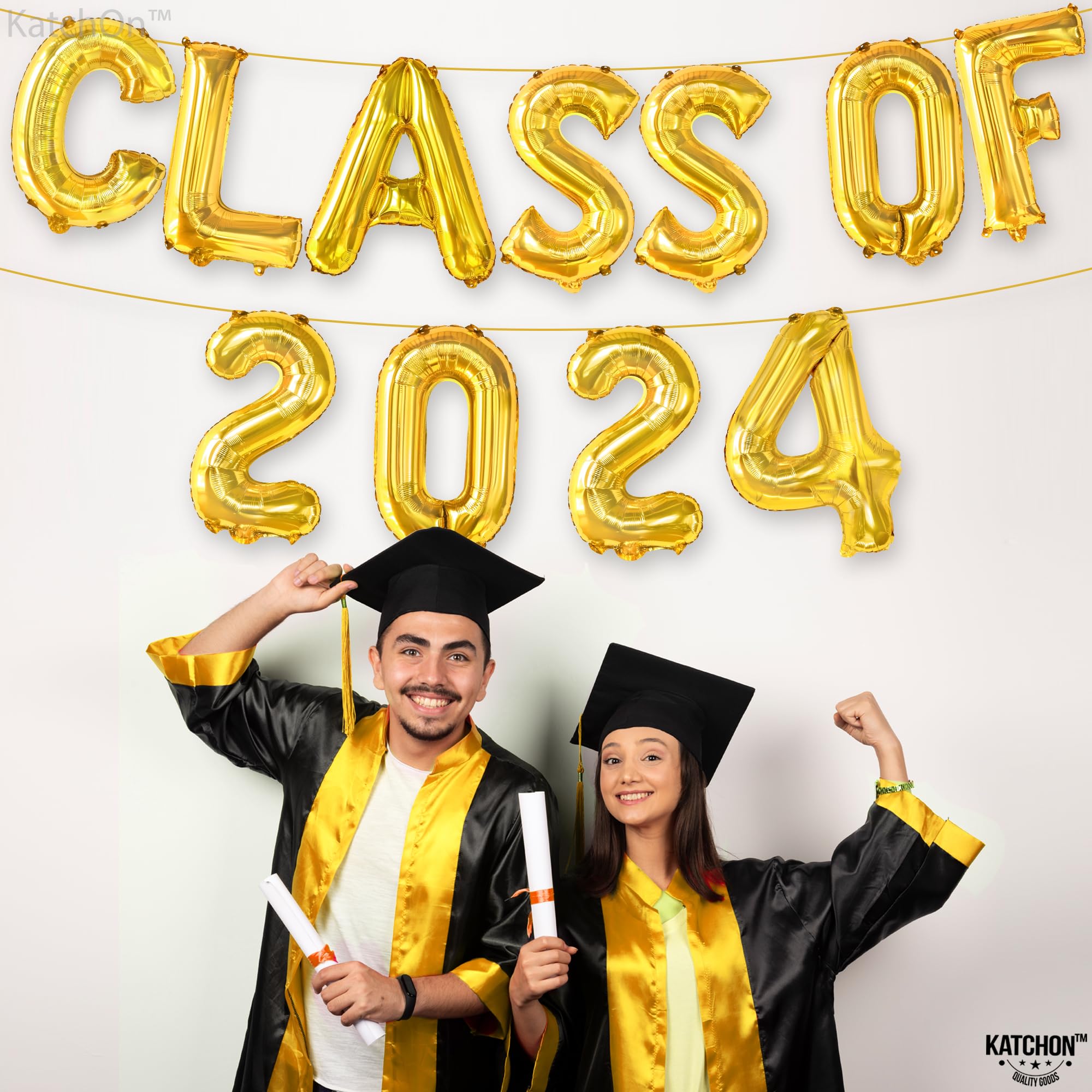 KatchOn, Gold Class of 2024 Balloons - 16 Inch | Graduation Balloons for Graduation Decorations Class of 2024 | Class of 2024 Decorations, Graduation Balloons Class of 2024 | Graduation Decorations