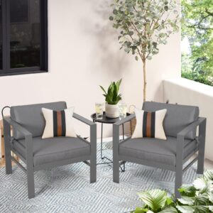 FYRICKYLINOO 2 PCS Aluminum Modern Outdoor Patio Club Chair Set, Grey Cast Aluminum, All-Weather, Sectional Sofa, 27.6*25.2*25 inches, 400 lbs, Grey, Resistant, Sturdy, Waterproof