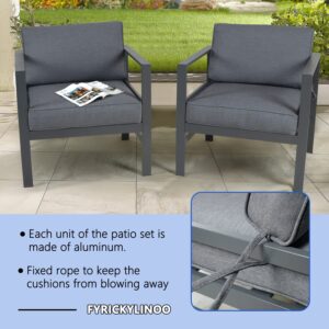 FYRICKYLINOO 2 PCS Aluminum Modern Outdoor Patio Club Chair Set, Grey Cast Aluminum, All-Weather, Sectional Sofa, 27.6*25.2*25 inches, 400 lbs, Grey, Resistant, Sturdy, Waterproof