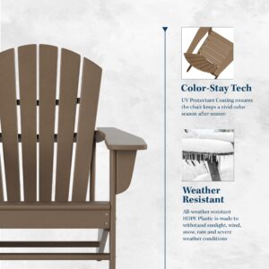 WestinTrends Dylan Dylan 3-Piece Outdoor Adirondack Chair with Side Table Set Dark Brown