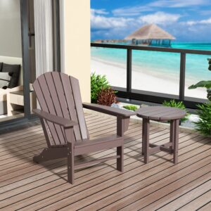 WestinTrends Dylan Dylan 3-Piece Outdoor Adirondack Chair with Side Table Set Dark Brown