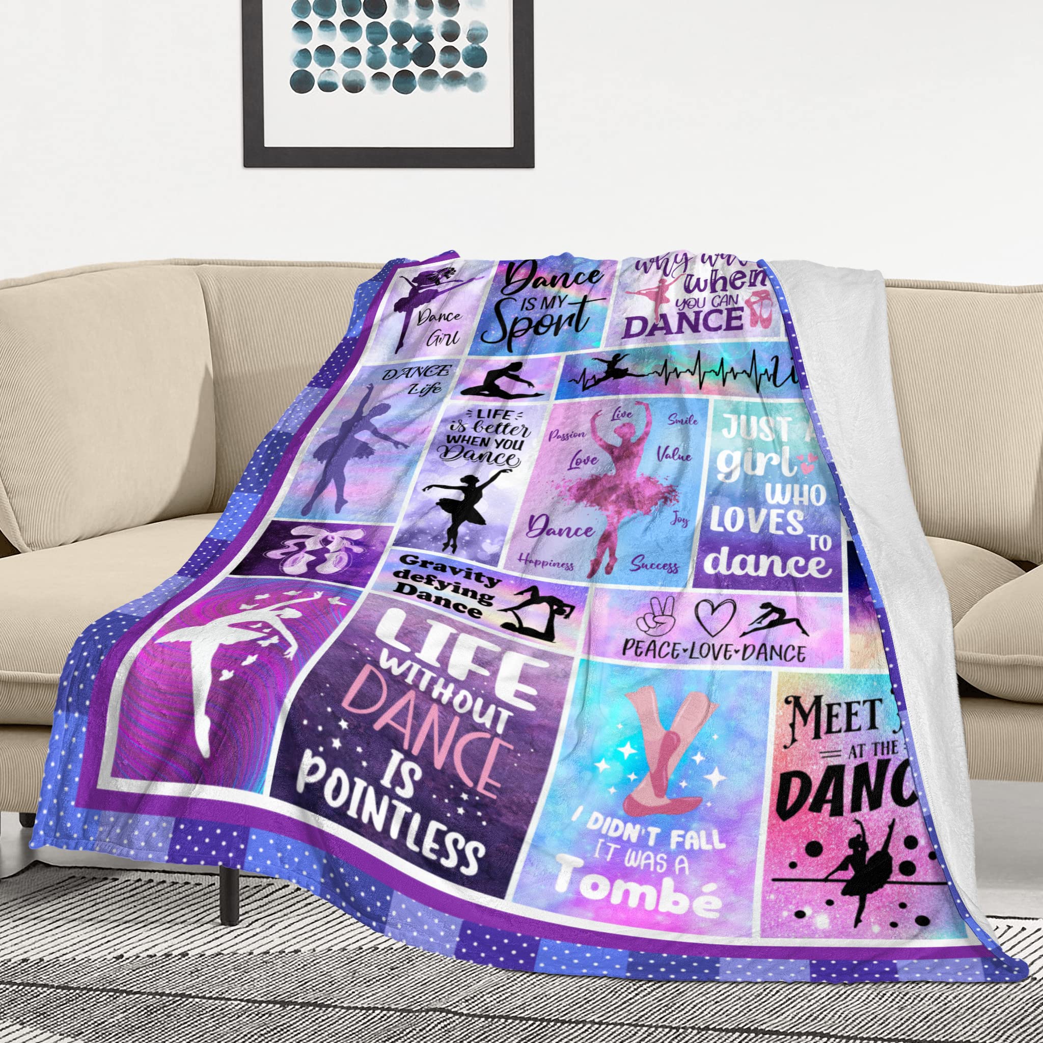 Dancer Gifts Blanket- Dance Gifts for Girls - Ballet Gifts - Dance Teacher - Dance Gifts for Teen, Dance Recital Dancing Heart Cheerleader Gymnastics, Cheerleading Gifts Throw Blankets 60x50in