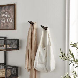 Danya B. "Palms Up Dark Brown Cast Iron Wall Mount Hook Set (Set of 2), Entryway Hooks or Unique Room Décor for Hanging Coats, Purses, Scarves, or Jewelry