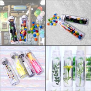 Berenti 30 PCS Plastic Test Tubes with Caps (50 ml) - 1.09×4.30 Inches/28×109 mm Gumball Tubes as Storage Containers for Candy, Beads, Powder – Clear Test Tube for Sample Testing, Home & Party Décor