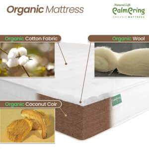 NATURAL LIFE PALMPRING Cambay Twin Mattress - Organic Coconut Coir 8” Extra Firm 1 Layer Comfortable Sleep Bed Dust Free