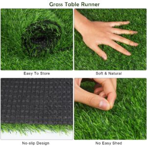 TURSTIN Artificial Grass Table Runners 14 x 48 Inch Green Grass Tabletop Synthetic Grass Carpet Rug Table Decorations for Spring Summer, Wedding, Birthday Party Decor