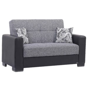 ottomanson legacy air collection upholstered convertible with storage, loveseat, grey/black-pu 2