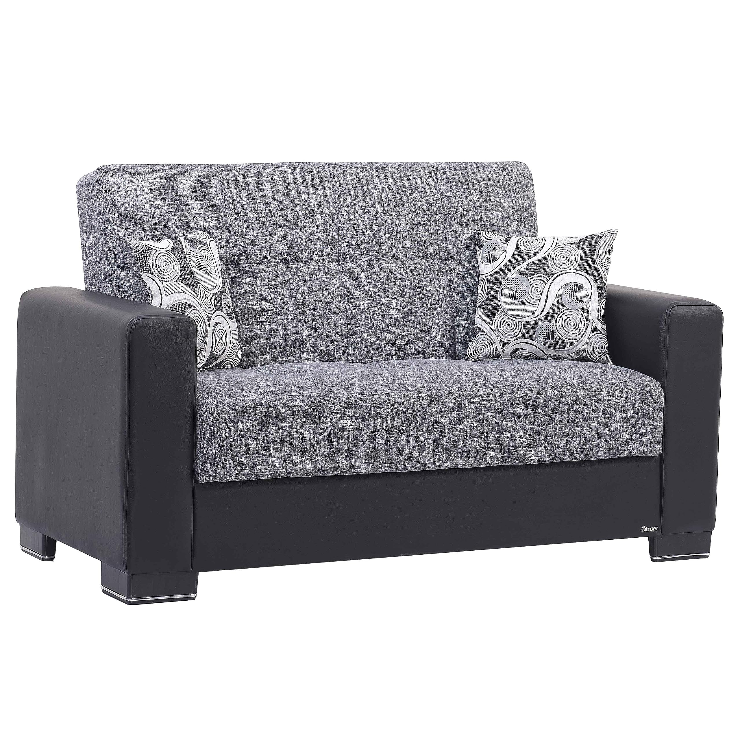 Ottomanson Legacy Air Collection Upholstered Convertible with Storage, Loveseat, Grey/Black-PU 2