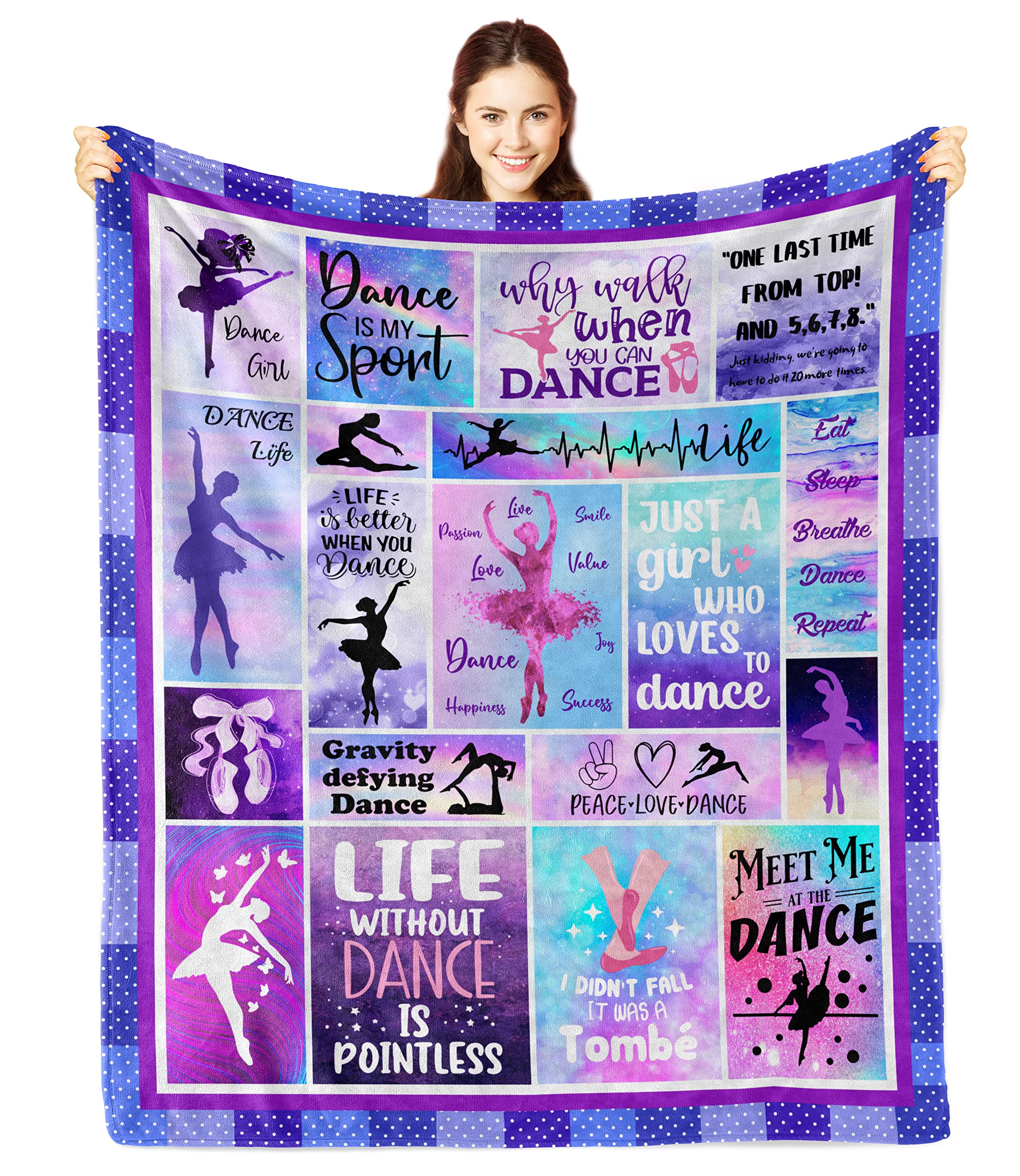 Dancer Gifts Blanket- Dance Gifts for Girls - Ballet Gifts - Dance Teacher - Dance Gifts for Teen, Dance Recital Dancing Heart Cheerleader Gymnastics, Cheerleading Gifts Throw Blankets 60x50in