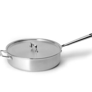 Misen 3 QT Stainless Steel Sauté Pan with Lid - Deep Frying Pan - Large 5-Ply Steel Cooking Pan