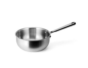 misen 2 qt stainless steel saucier pan with lid - 5-ply steel sauce pan