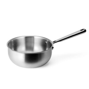 Misen 2 QT Stainless Steel Saucier Pan with Lid - 5-Ply Steel Sauce Pan